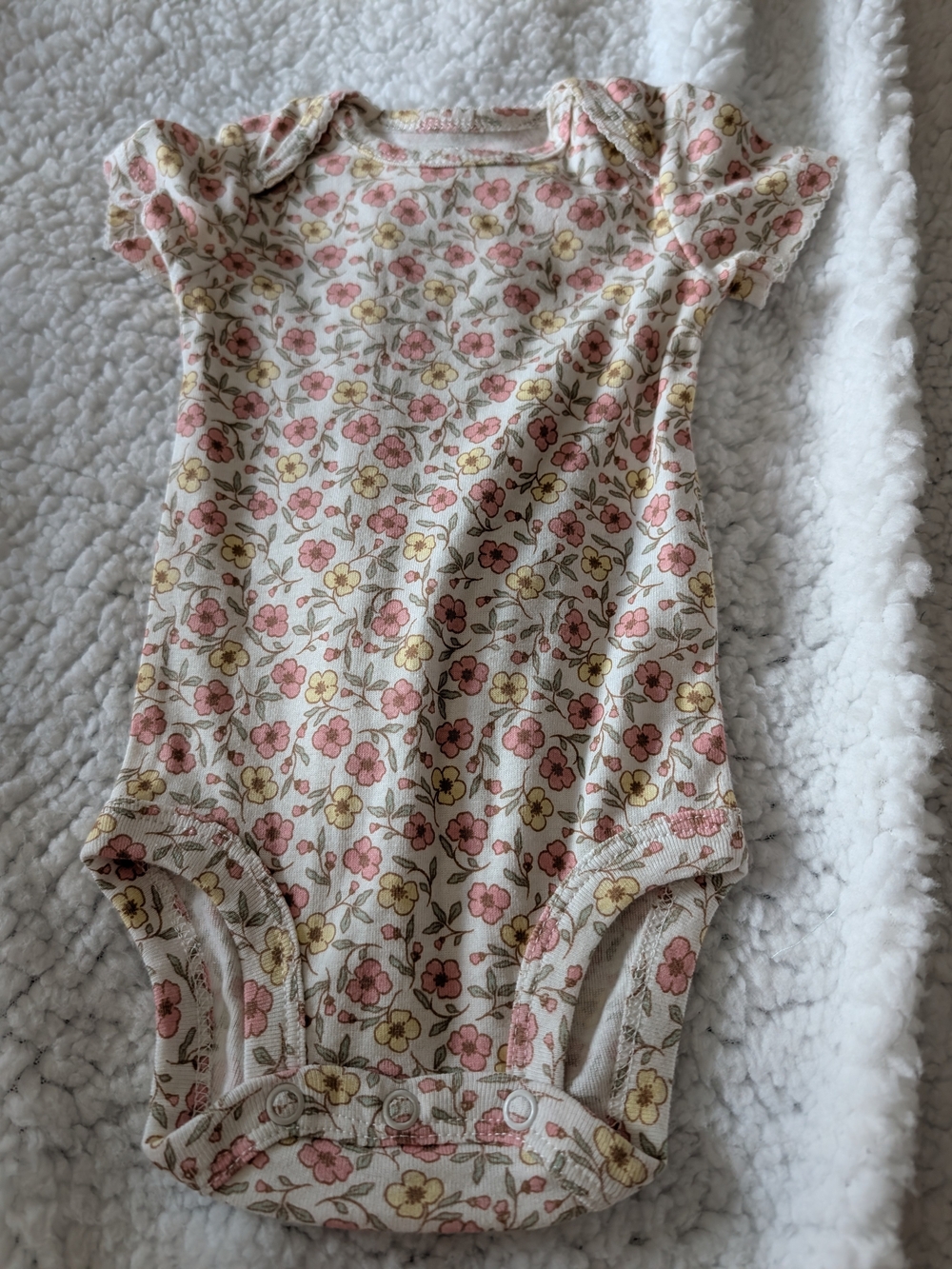 Carter's Floral Short Sleeve One-Piece Bodysuit - Pink & Yellow Flowers